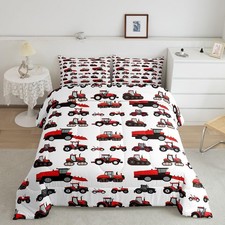 Erosebridal Red Tractor Comforter Set Twin Size Heavy Twin, Multi 54