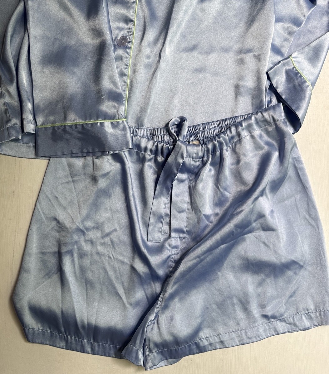 Victoria's Secret Satin Pajama Set Sz LARGE Long Sleeve Top