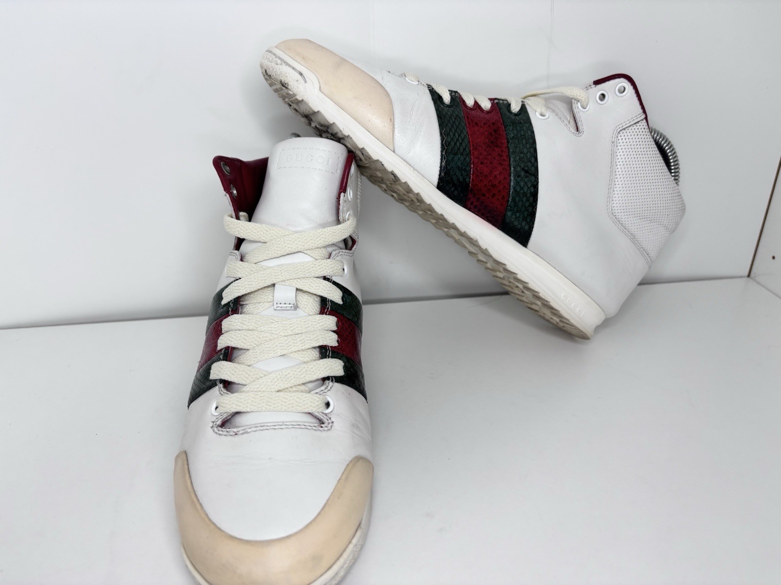 Gucci Python Paneled Leather High-top Sneakers Si… - image 3