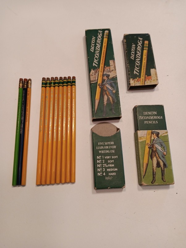 Vintage Dixon Ticonderoga Pencil Boxes(2) & 9, 1386 Pencils, New Unsharpened+...