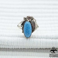 Vintage Southwestern Floral Sterling Silver  Sodalite Boho Ring