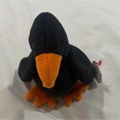 Ty Beanie Baby Caw Crow Black Plush Beanbag w/ Swing Tag Retired 1998