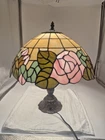Tiffany Style Rose Stained Glass Table Lamp Floral Vintage Bedside Light Decor