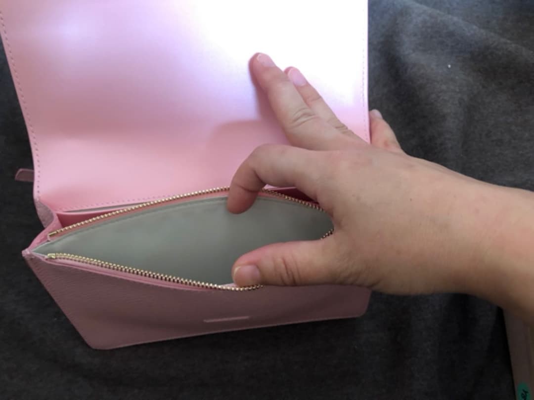 Smythson Panama Wallet Bag Pink Calf Leather with Protective bag ship From JAPAN image 5