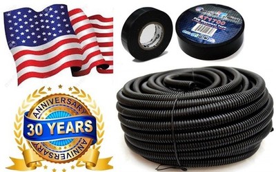 American Terminal  ASLT14 50' + Electrical Tape 50 feet 1/4'' split loom wire