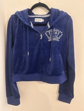 Juicy-Couture Velour Tracksuit Jacket Size XL BLUE Full Zip Track Top Y2K USA