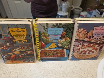 Lot Of 3 Vtg Beta Sigma Phi Ala..Spiral Cookbooks - Meats, Desserts & Casseroles