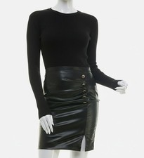 BCX Juniors' Women's Black Combo Faux-Leather Button Front Sweater Dress Size XL