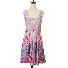 Nine West Fit & Flare Dress Knee Length Floral Jazzberry Combo Women's Size 10