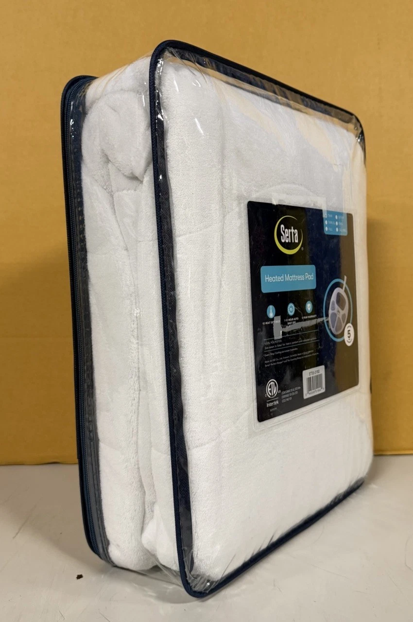 Serta White Microfiber Heated Electric Twin Size Mattress Pad Fast Shipping
