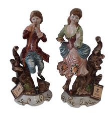 Capodimonte Pastoral Girls & Boy Playing a Flute Lamp Bases (20)