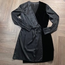 NEW Rag & Bone Victor Silk Velvet Tuxedo Wrap Mini Dress Womens XS Black Classy