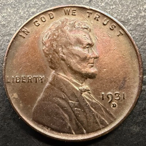 1931-D Lincoln Wheat Cent Key Date Denver Mint VF Details Brown Coin Free Ship