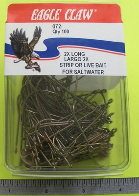 Eagle Claw 072-2 #2 Extra Lange Bronze Angelhaken Größe 2 100CT