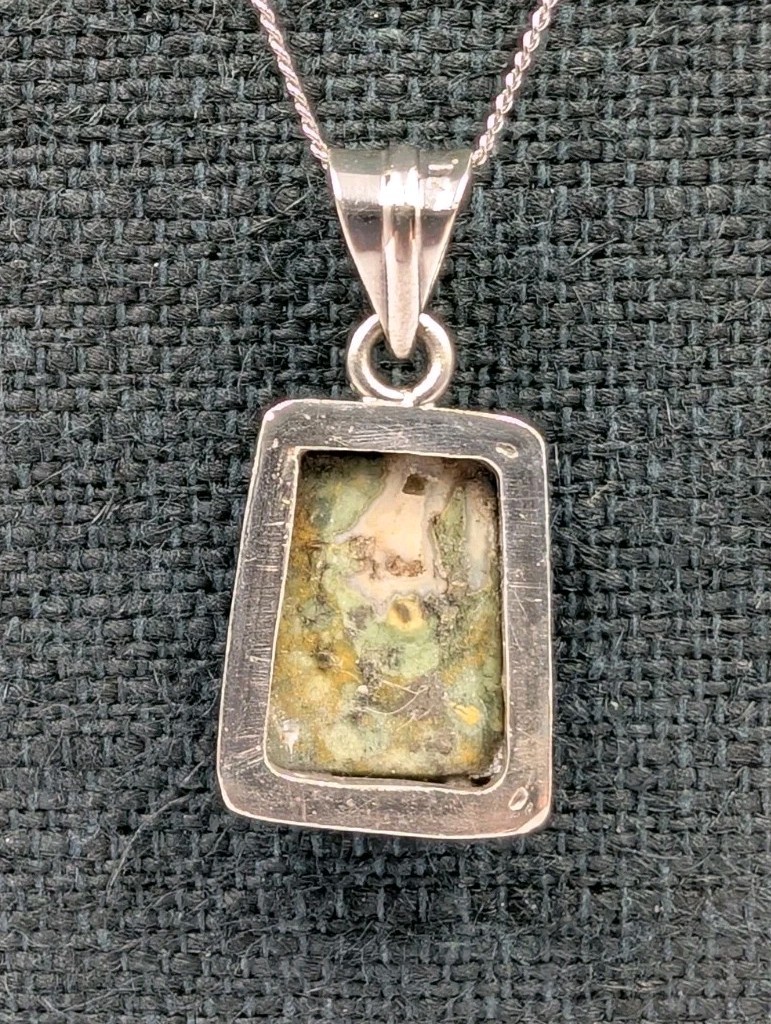 Vtg Sterling Silver Rectangular Rainforest Jasper… - image 6