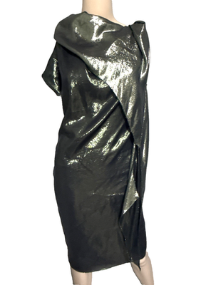 lanvin green silk dress Lanvin - Arpge Ring Draped Satin Dress For Women - Vert de Gris
