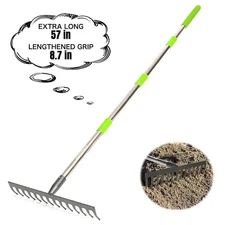 Rake for Leaves, 14 Tines Rakes for Gardening, Adjustable Length from 30.5 to...