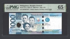 Philippines 1000 Piso 2013 P211a Uncirculated Grade 65