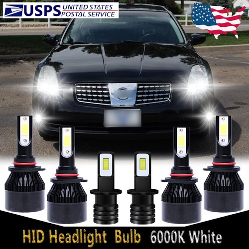 For Nissan Maxima 2004-2006 6X LED Headlight Bulbs High Low Beam + Fog Light C9B - Picture 2 of 13