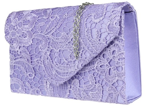 Satin Lace Clutch Bag Shoulder Elegant Rose Gold Wedding Evening Womens Handbag - 第 70/88 張圖片