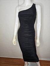 Women's Black One Shoulder Side Ruching Dress Size Small Sexy Club Party Dress