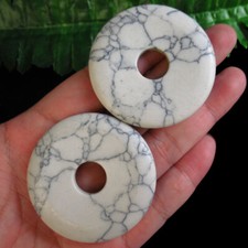 2Pcs 50x7mm White Howlite Donut Pendant Bead B69833