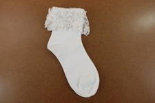 SRYL Womens One Size White Pearl Lace Ruffle Turn Cuff Socks 1 Pair NWT