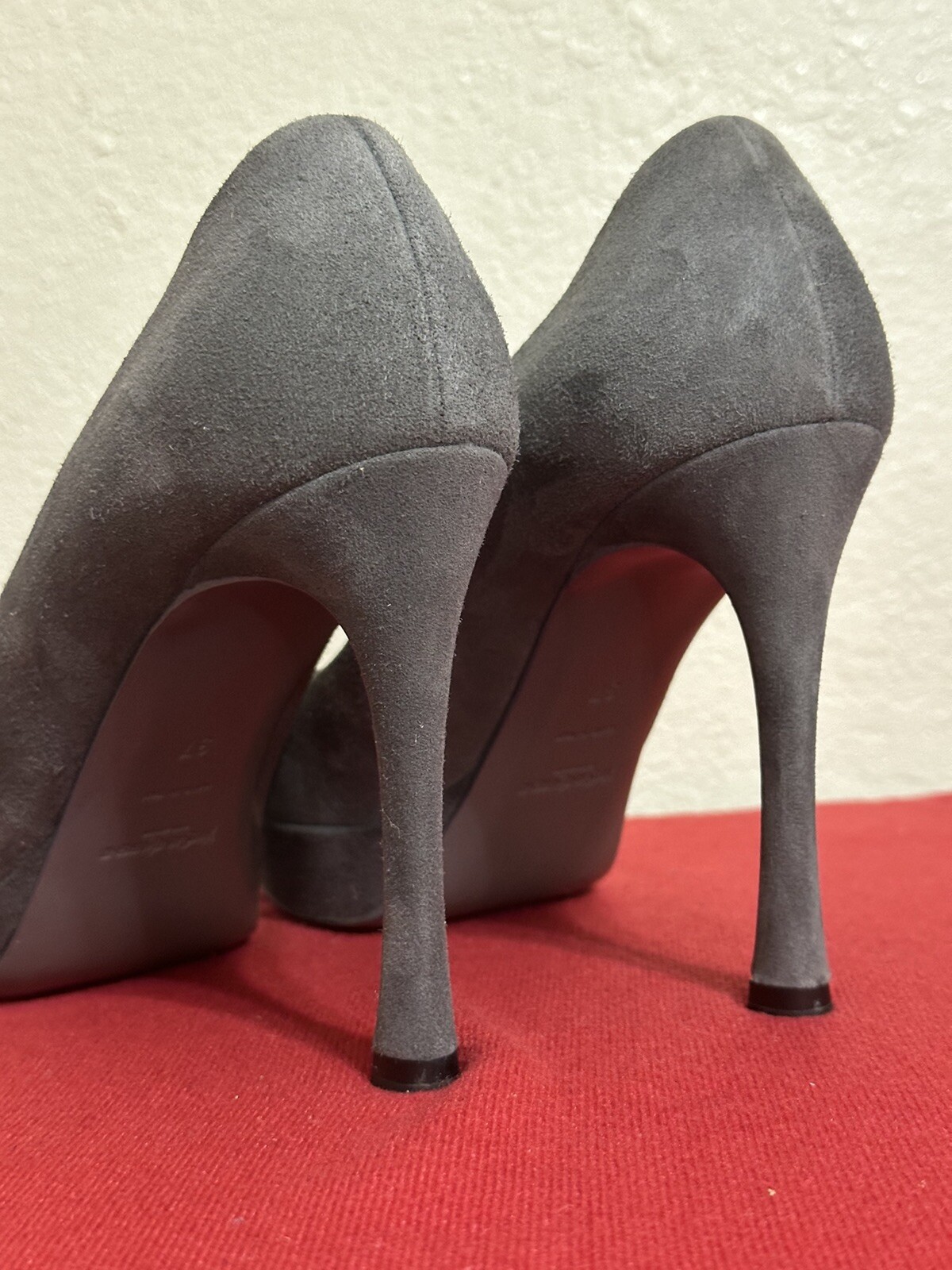 YSL Yves Saint Laurent decolte alte grigio scamosciato 37 WBox borsa ricambio tacco