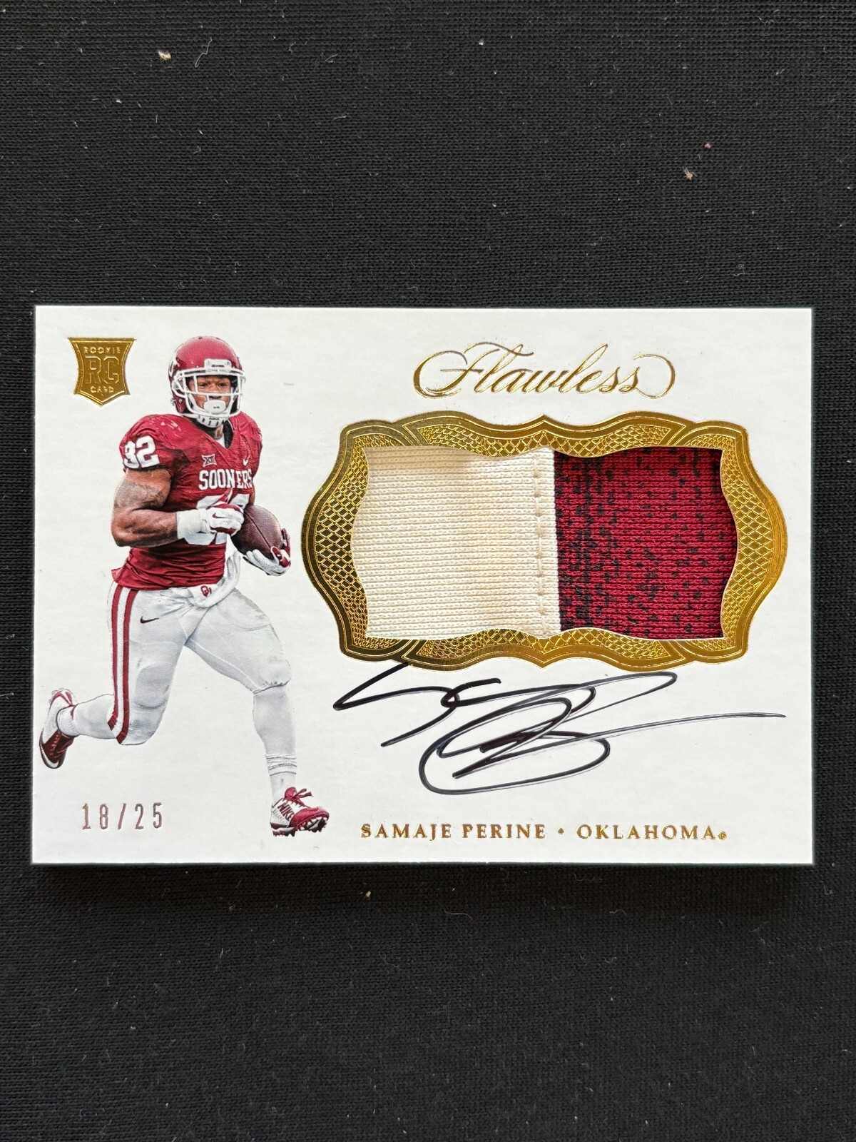 Samaje Perine Panini Flawless Collegiate Rookie Patch Autograph #SP Gold