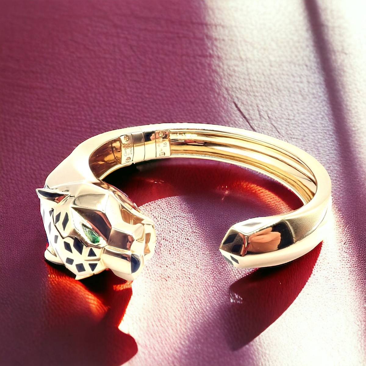 Bracelet En Or Massif 18 Carats Deux Couleurs Vintage - Maille Panther Double Face, Longueur 19 Cm