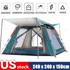 Outdoor Camping Tent Automatic Instant Pop Up Waterproof Double Layer Black Gum