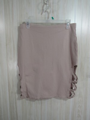 Charlotte Russe Skirt Size L Tan Elastic Waist Stretch Body Form