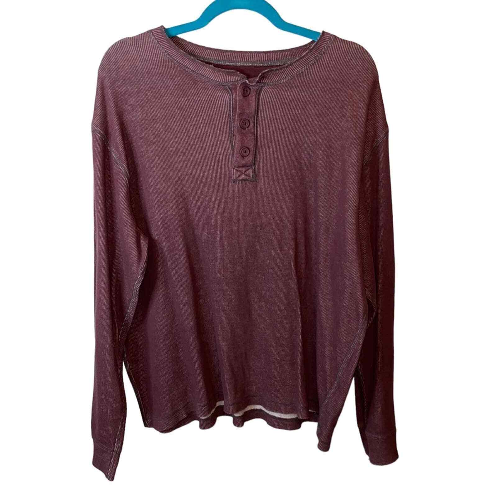 Gap Factory Ski Henley Dark Cranberry Top Gem