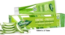 Dabur Aloe Vera Herbal Toothpaste No Fluoride Teeth Gum  Vegetarian 100ml x3 Pcs