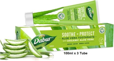 Dabur Aloe Vera pflanzliche Zahnpasta ohne Fluoride Zahnfleisch vegetarisch 100ml x3 Stück