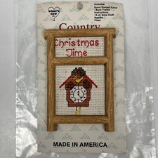 Counted Cross Stitch Kit Christmas Time Clock Easel Holiday Made in USA