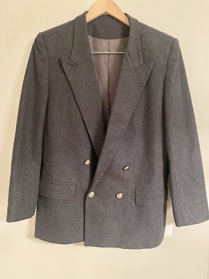 Vintage Derek Martin Women s Gray Boy Friend Over Size Wool Blazer  Size 12