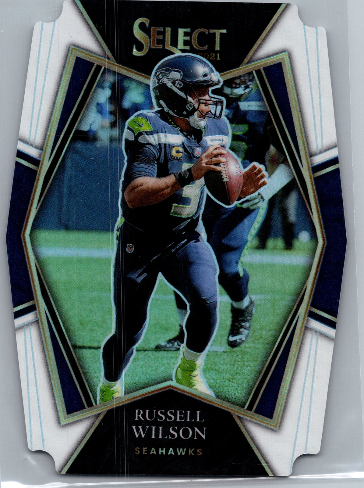 2021 Panini Select #130 Russell Wilson White Prizm Die Cut #/99