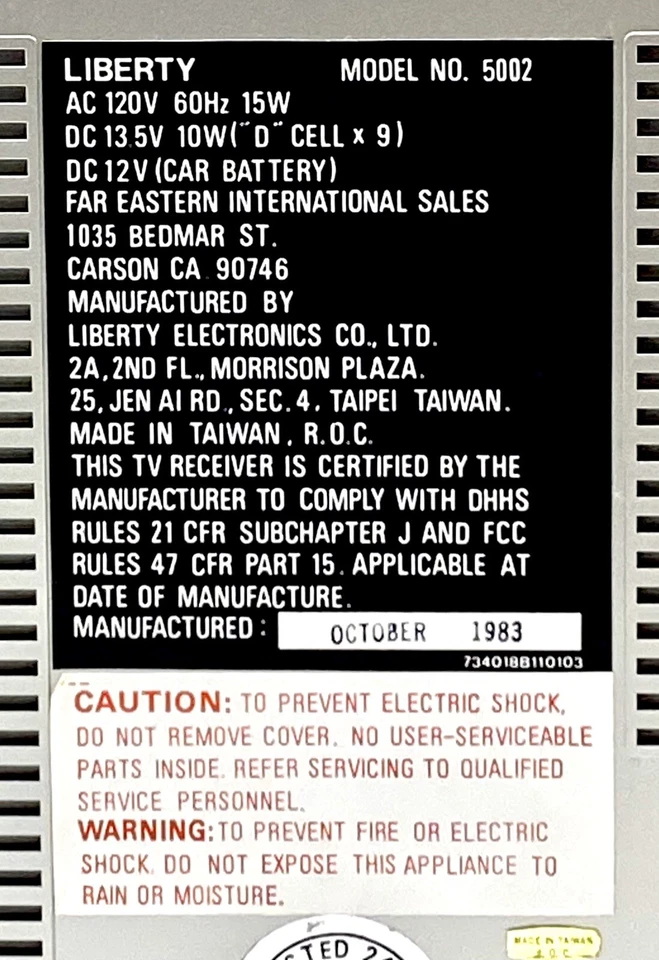 RAB24 - De colección Liberty UHF VHF Portátil 5" Televisión AM FM Radio #5002 Foto 3 de 4