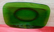 16014. Platte oval  grünes Glas   36 x 22,5 cm