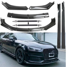 Front Bumper Lip Spoiler Splitter Carbon Fiber Side Skirt For Audi A4 B9 Sedan