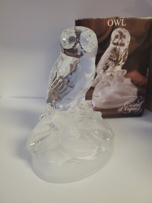New In Box Owl Cristal d'Arques France Figurine Clear 24% Lead Crystal