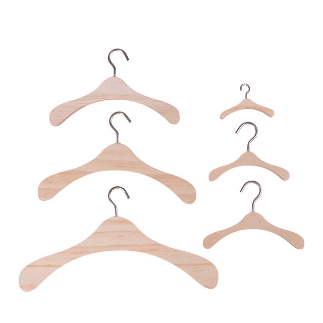 Handmade All Doll Clothes Hanger Wood Furniture Coat Hanger Model Toy