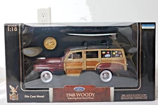 Yat Ming 20028  1948 Ford Maroon Woody Featuring Real Wood Panel  1:18 Scale