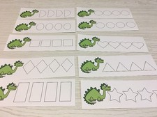 Dinosaur - Shapes Tracing - Laminated Activity Set - Teaching Supplies