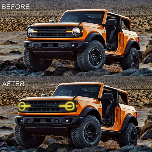 VLAND FULL LED Headlights For Ford Bronco 2020-2023 Front Lamps Yellow LED DRL - Picture 5 of 13