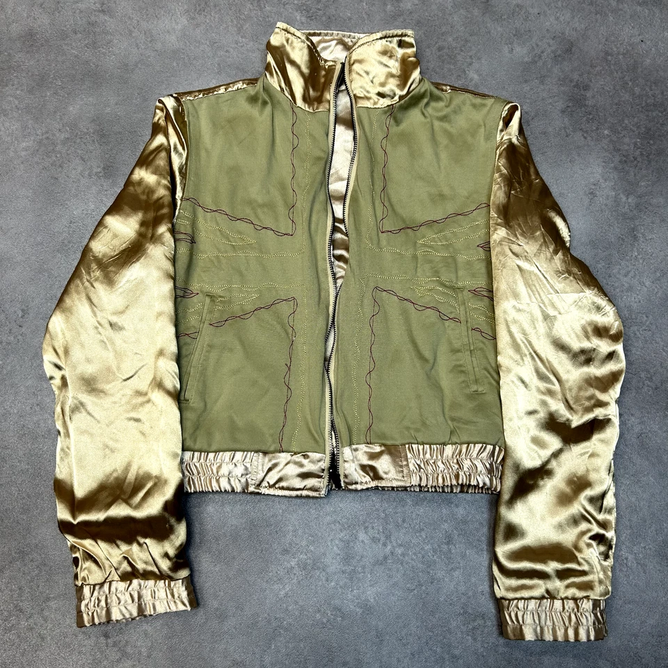 NBA Dia Satin Bomber Jacket Womens Small All Over Print Reversible Coat, Gold - Image 2 of 4