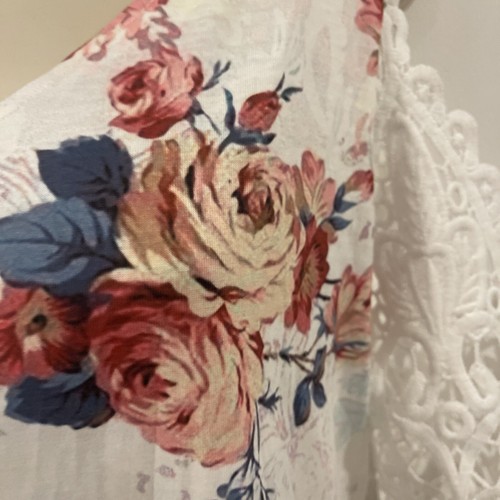 Taford White XXL Floral Cold Shoulder Dress Short Lace Sleeve VneckRoses Pink - Picture 6 of 18