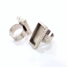 Hammered Ring Blank Setting Base Bezel inlay Backs Cabochon Adjustable 