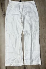 EILEEN FISHER PETITES 100 Linen Pants Straight Leg Trouser White Size PM